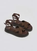 Σανδάλια flatforms καστόρινα με print Tfp