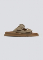 Σανδάλια flatforms καστόρινα με στρας Estil