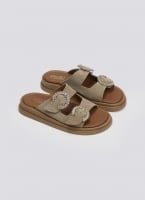 Σανδάλια flatforms καστόρινα με στρας Estil