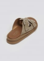 Σανδάλια flatforms καστόρινα με στρας Estil