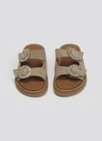 Σανδάλια flatforms καστόρινα με στρας Estil