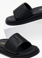Σανδάλια flatforms με φαρδιά ψάθινη φάσα Estil