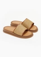 Σανδάλια flatforms με φαρδιά ψάθινη φάσα Estil