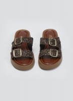 Σανδάλια flatforms με γκλίτερ Estil