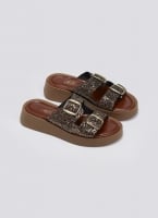 Σανδάλια flatforms με γκλίτερ Estil