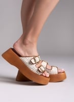 Σανδάλια flatforms με print Estil