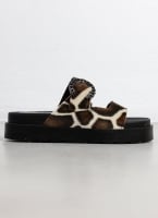 Σανδάλια flatforms με print και τοκά με στρας TFP