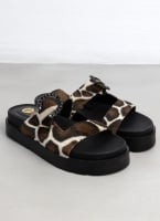 Σανδάλια flatforms με print και τοκά με στρας TFP