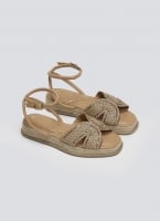 Σανδάλια flatforms με ψάθα και πέτρες Mariamare