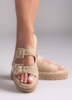 Σανδάλια flatforms με ψάθα Mariella Fabiani 2523/91