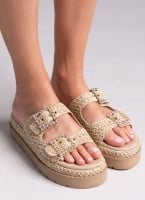 Σανδάλια flatforms με ψάθα Mariella Fabiani 2523/91