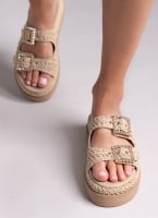 Σανδάλια flatforms με ψάθα Mariella Fabiani 2523/91