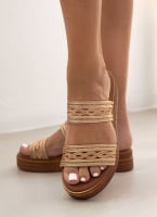 Σανδάλια flatforms με σχοίνινες φάσες Estil