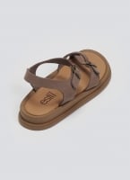 Σανδάλια flatforms nubuck δερμάτινα με μπαρέτα Estil
