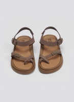 Σανδάλια flatforms nubuck δερμάτινα με μπαρέτα Estil