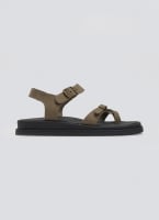 Σανδάλια flatforms nubuck δερμάτινα με μπαρέτα Estil