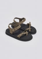 Σανδάλια flatforms nubuck δερμάτινα με μπαρέτα Estil