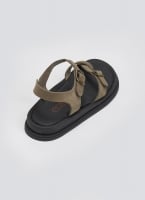 Σανδάλια flatforms nubuck δερμάτινα με μπαρέτα Estil