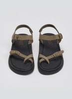Σανδάλια flatforms nubuck δερμάτινα με μπαρέτα Estil