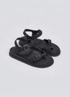 Σανδάλια flatforms nubuck δερμάτινα με μπαρέτα Estil