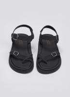 Σανδάλια flatforms nubuck δερμάτινα με μπαρέτα Estil