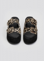 Σανδάλια flatforms ponyskin με print 2552/05