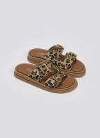 Σανδάλια flatforms ponyskin με print Estil