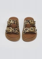Σανδάλια flatforms ponyskin με print Estil