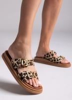 Σανδάλια flatforms ponyskin με print Estil