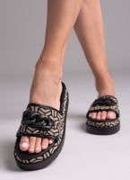 Σανδάλια flatforms υφασμάτινα με print Mariella Fabiani 2521/91