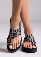 Σανδάλια flatforms υφασμάτινα με print Tfp