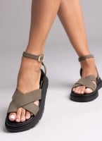 Σανδάλια nubuck δερμάτινα με μπαρέτα