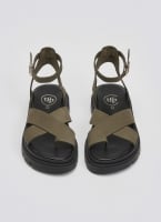 Σανδάλια nubuck δερμάτινα με μπαρέτα