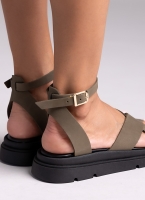 Σανδάλια nubuck δερμάτινα με μπαρέτα