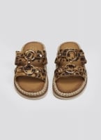 Σανδάλια suede με print και κρίκους ERYNN