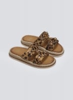 Σανδάλια suede με print και κρίκους ERYNN