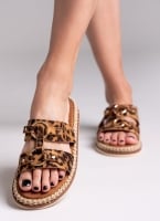 Σανδάλια suede με print και κρίκους ERYNN