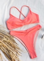 Σετ high leg bikini με σούρες