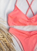 Σετ high leg bikini με σούρες