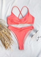 Σετ high leg bikini με σούρες