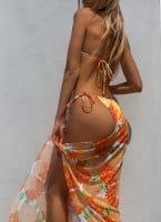 Σετ μπικίνι floral  με παρεό