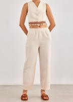 Σετ ρούχων λινό με boho γιλέκο