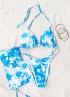 Σετ tie dye bikini με δετό παρεό