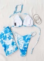 Σετ tie dye bikini με δετό παρεό