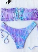 Σετ tie dye bikini με frilled λεπτομέρεια