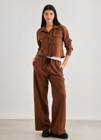 Σετ wide leg παντελόνι με crop πουκάμισο
