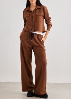 Σετ wide leg παντελόνι με crop πουκάμισο