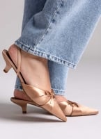 Slingback σατέν γόβες με φιόγκο CORINA