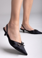 Slingback σατέν γόβες με φιόγκο CORINA