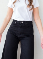 Παντελόνι τζίν zip culotte ψηλόμεσο